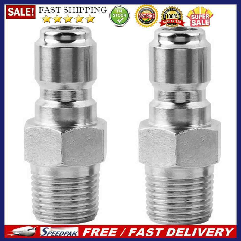 1 Pair 3/8 Threaded Male to Quick Connect Plug Fittings Pressure Washer Ada