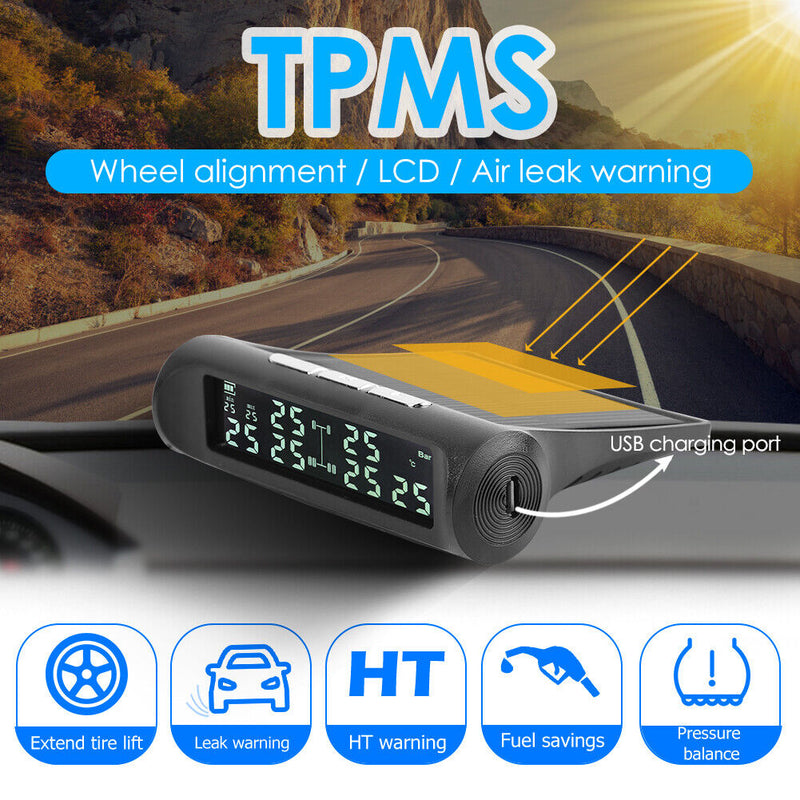 AN-07 Solar Truck TPMS LCD Display Tire Tyre Pressure Monitoring Alarm System