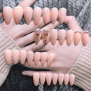 Jelly Gum Luxury Crystal False Nails Almond Ombre Ballerina Ballet Nail Tip