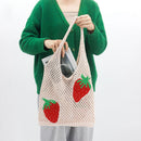 Korean Knitted Shoulder Bags Women Summer Strawberry Hollow Crochet Beach Totes