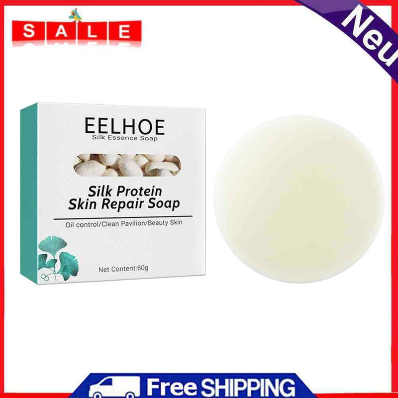 Silk Protein Soap Deep Cleansing Pores Mites Acne Blackheads Remover Soft Skin