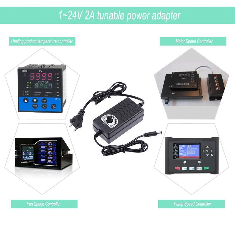 AC to DC Adapter 3-24V 2A Adjustable Power Supply Motor Speed Controller US