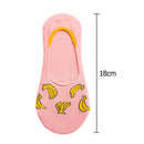 Fashion Women Breathable Cute Banana Print Cotton Short Boat Socks (Pink)