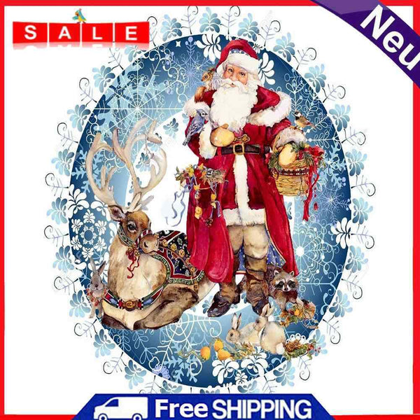 Santa And Animals Frameless Oil Paint By Numbers DIY Hand Painted Canvas Crafts