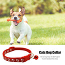 Pet Cat Dog Collar with Bell Footprint Buckle Adjustable Neck Strap (Red) Newly