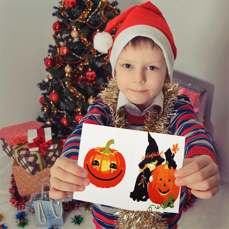 DIY Halloween Greeting Card Paint by Numbers Drawing Pictures Festival Gifts