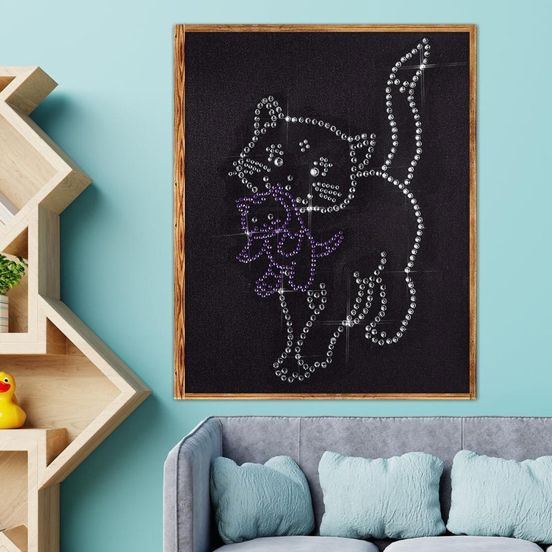 5D DIY Fluorescent Diamond Painting Cute Cat Cross Stitch Embroidery Mosaic