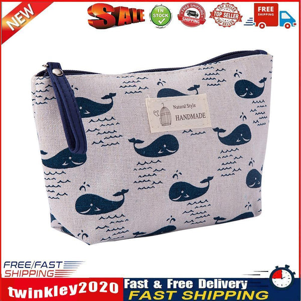 Printed Cosmetic Bag Canvas Purse Zip Makeup Wash Storage Pouch (Style 1) Newly