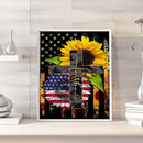 Full Stamped Cross American Flag Sunflower DIY 11CT Eco-Cotton Thread Needlework