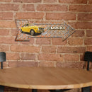 Arrow Shape Retro Metal Sign Rusty Texture Design Metal Painting Yellow Car