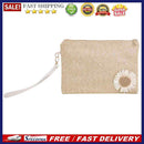 Summer Straw Woven Flowers Wristlet Clutch Bag Envelope Coin Purse Card Holder