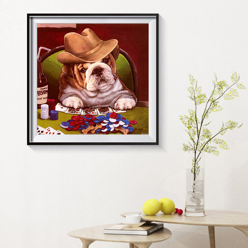 5D DIY Full Drill Diamond Painting Gambler Dog Cross Stitch Needlework Decor