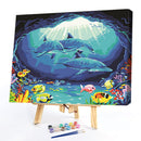 Painting By Numbers Kit DIY Sea Dolphin Hand Painted Canvas Oil Art Picture