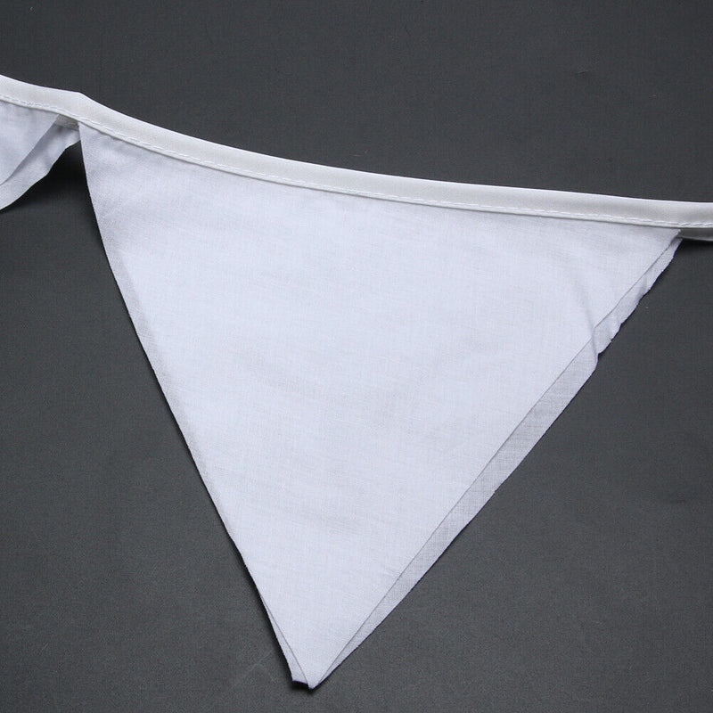 12 Flags 3.2m White Cotton Birthday Wedding Party Pennant Bunting Banner Decor