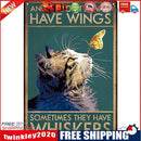 Retro Cat Butterfly Metal Plate Painting for Bar Pub Tin Plaques Wall Sign