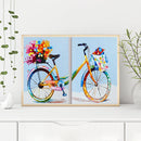 2 Panels Bike Oil Paint By Numbers Kits Canvas Drawing DIY Coloring Picture Art