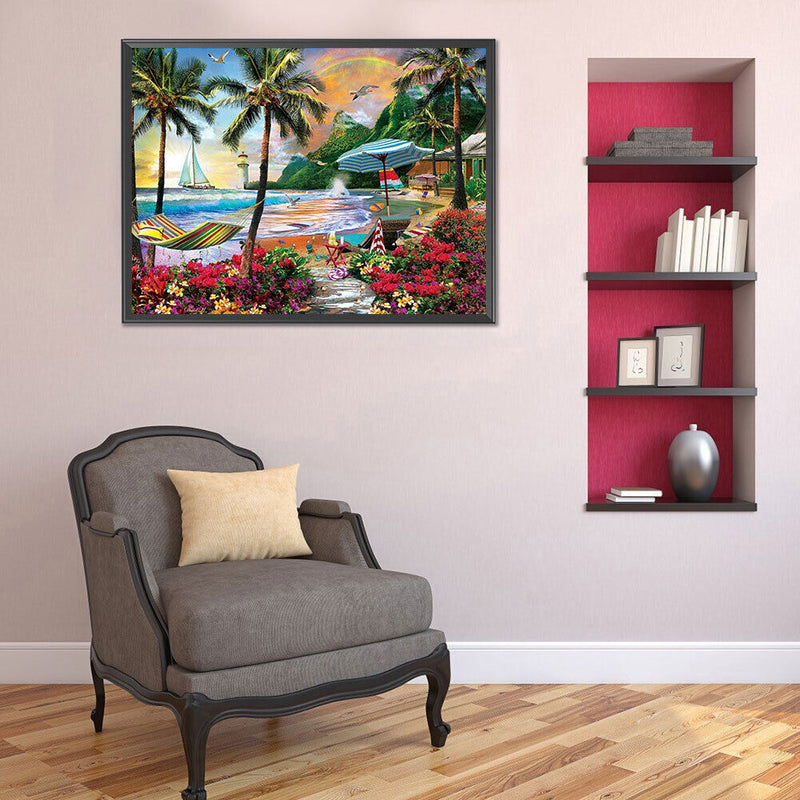 Coconut Tree By Sea Diamond Painting Kits Full Square Drill Home Wall Art Decor