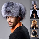 Lamb Leather with Fur Ear Flaps Men's Russian Hat Winter Trapper Hat Bomber Hat