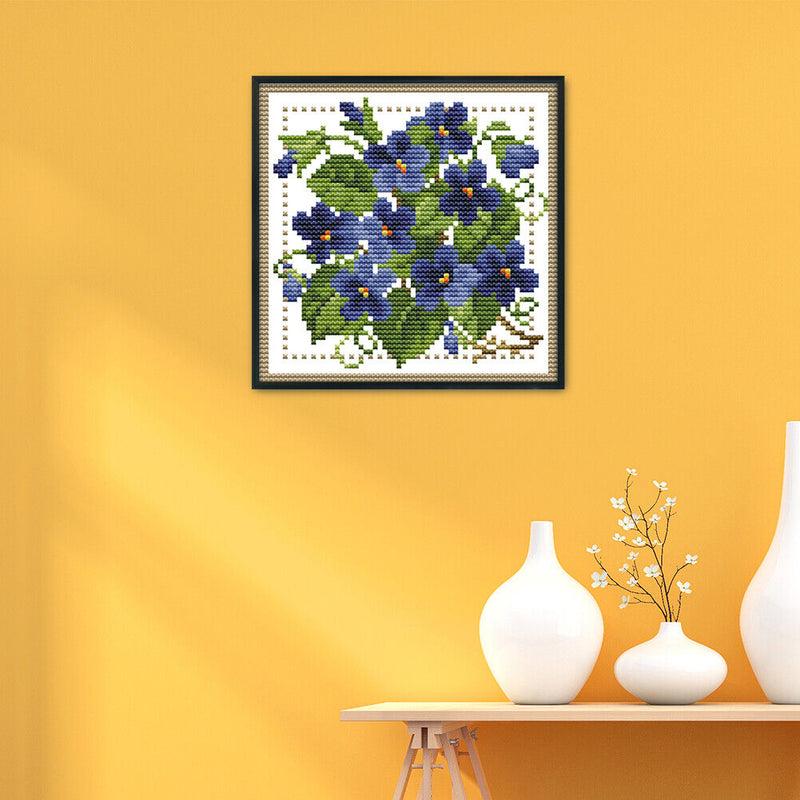 12 Months Flower Cross Stitch DIY Needlework 14CT Stamped (February H424)