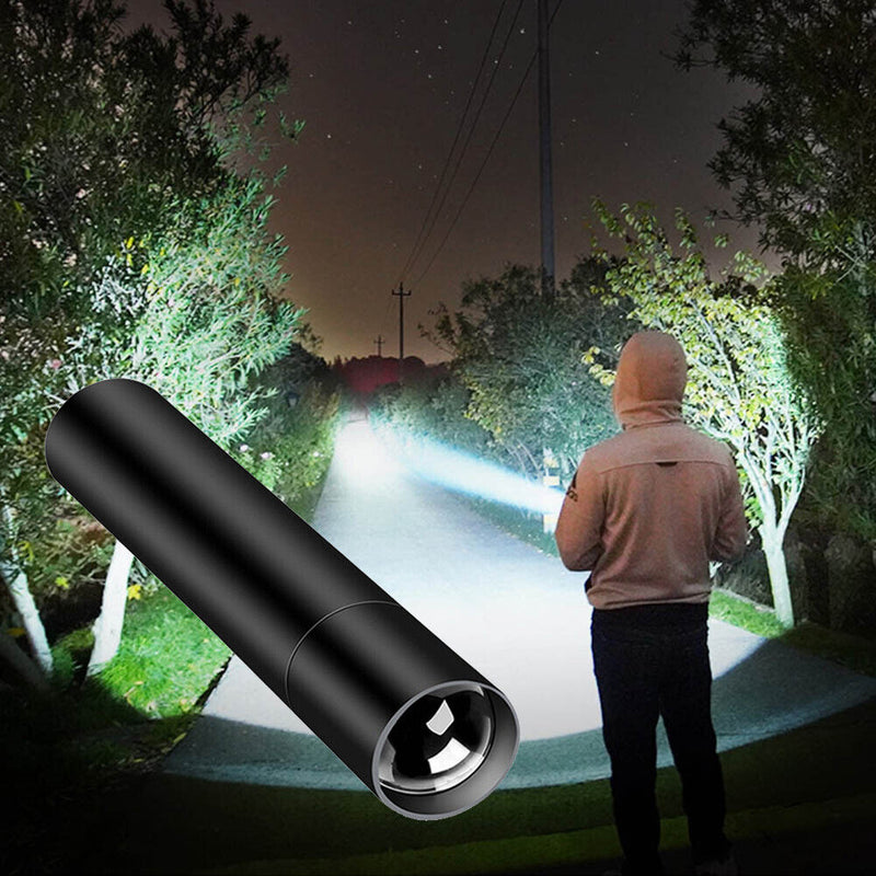 USB Rechargeable Zoom Torch Flashlight Strong Lighting Lamp for Camping Hikin