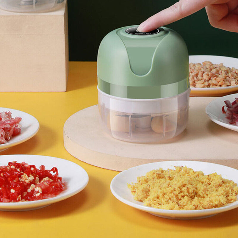 250ml Mini Electric Garlic Chopper Ginger Masher Vegetable Crusher (Green)