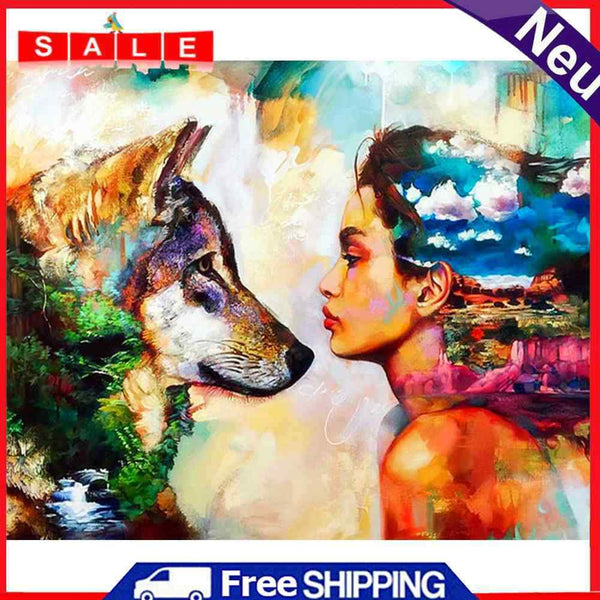 Painting By Numbers Acrylic Handmade Girl and Beast Digital Picture Art Decor