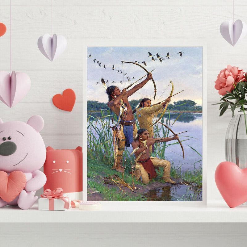 Tribal People Frameless Oil Paint by Numbers Kit Handpainted Canvas Picture