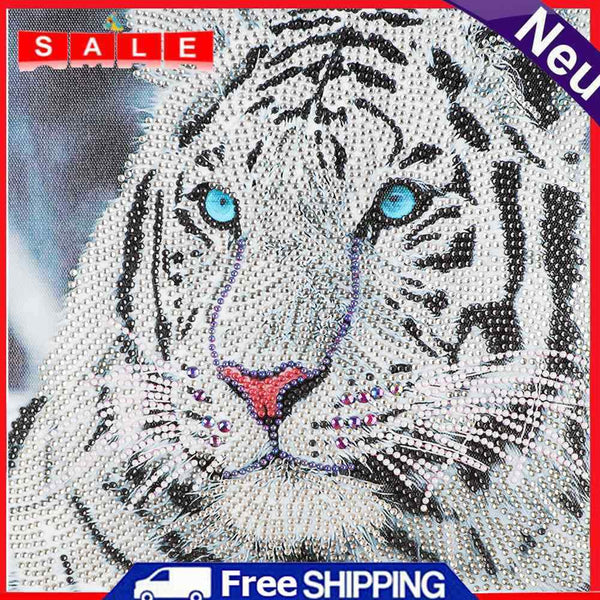 Tiger 5D DIY Round Partial Drill Diamond Painting Women Manual Cross Stitch Kits