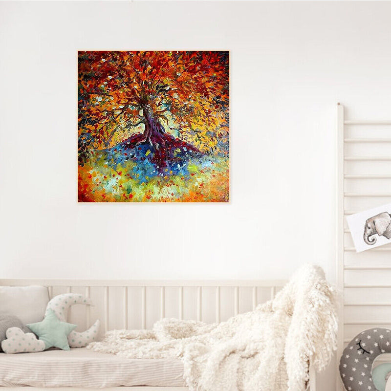 DIY Golden Tree Oil Paint by Numbers Coded Hand Painted Acrylic Drawing Gifts