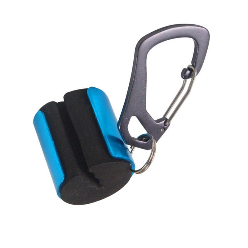 2 pcPortable Fishing Rod Hanging Clamp with Carabiner Fishing Pole Holder Blue