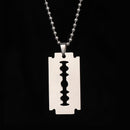 Street Hip Hop Punk Stainless Steel Razor Blade Shaped Pendant Dogtag Necklace