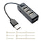 Portable USB HUB Splitter with Switcher 4 USB 2.0 Extension Adapter (Black)