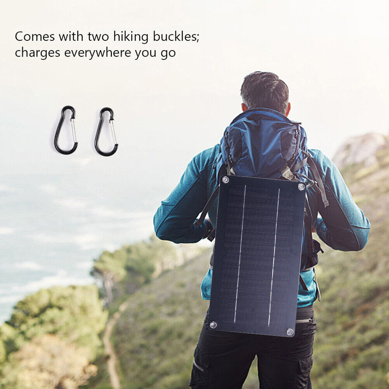 5v Cell Charger Dual Usb Solar Battery with Carabiner Charging Tool for Out