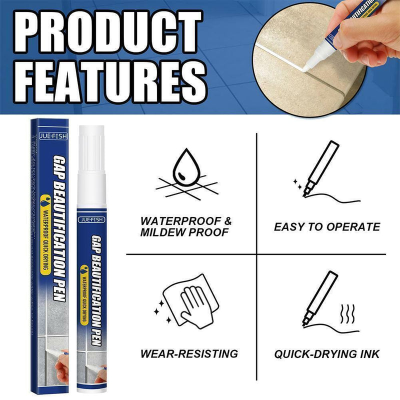 Jue-Fish White Tile Paint Marker: Waterproof Tile Grout Seale