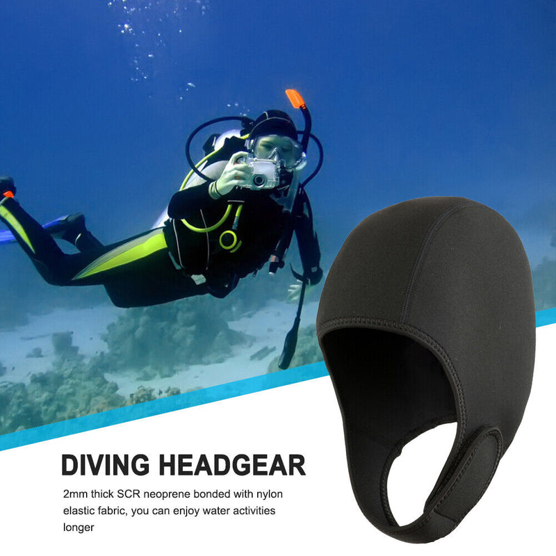 Scuba Swimming Diving Hood Caps Snorkeling Water Sports Surfing Hat (Black)