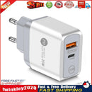 25W PD QC3.0 Mobile Phone Wall Charging USB Type C Fast Charger (White EU) Newly