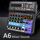 Mixer Sound Mixing Console USB Soundcard DJ Audio 48V Power (6 Channel US)