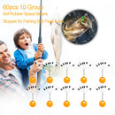 60pcs 10 Group Set Rubber Space Beans Stopper for Fishing Bait Floats (2S) Newly