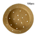 100x Air Fryer Disposable Paper Liner Non-Stick Steamer Baking Mat (Brown) Newly
