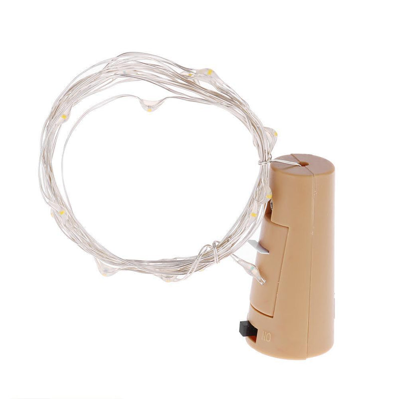 2m Battery Powered Copper Wire Wine Cork 15LED Light Chain (White)
