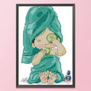 14CT Partial Stamped Embroidery Kit Beauty Manicure Cartoon Canvas Cross Stitch