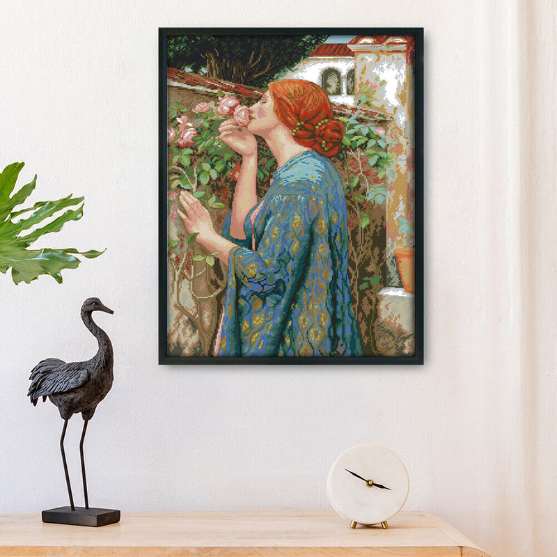 Elegant Woman Canvas Kit Needlework DIY Cross Stitch 14CT Stamped Print Artwo