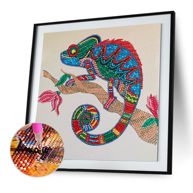 5D DIY Diamond Painted chameleon Partial Special Rhinestone Set