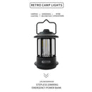 Retro Outdoor Camping Lamp Type-C USB Rechargeable Portable Lantern (Black)