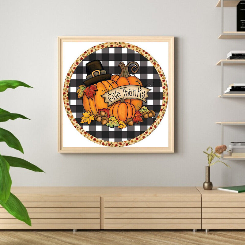 pumpkin Diamond Painting Full Round Rhinestone Wall
