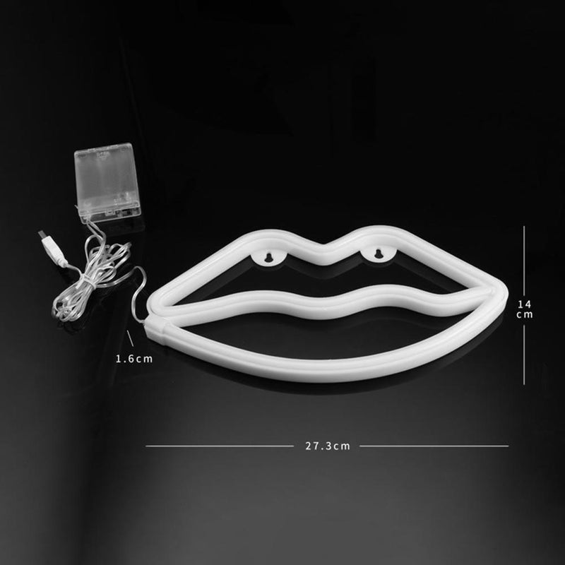 Indoor LED Neon Sign Night Lights Lips Lamp Party Wall Decor Light (Red) Newly