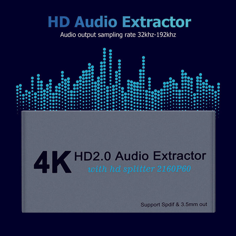E12A 4K HDMI-compatible 2.0 Splitter 1 In 2 Out with SPDIF + 3.5mm Audio Ex