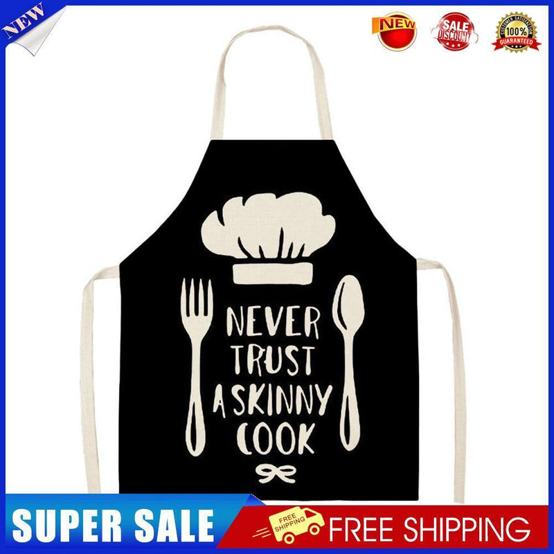 Kitchen Utensil Print Linen Apron Waterproof Home Cooking Bibs (82x68cm)