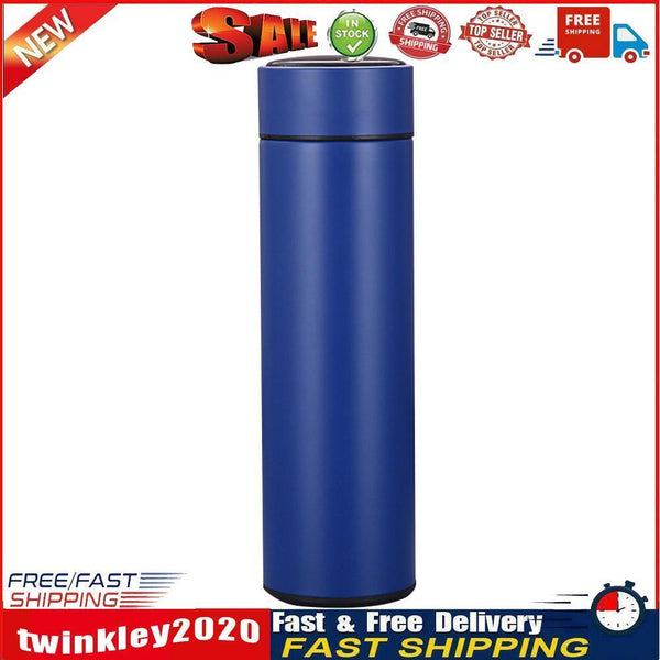 500ml Double-Layer Intelligent Temperature Insulation Water Bottle (Blue) Newly