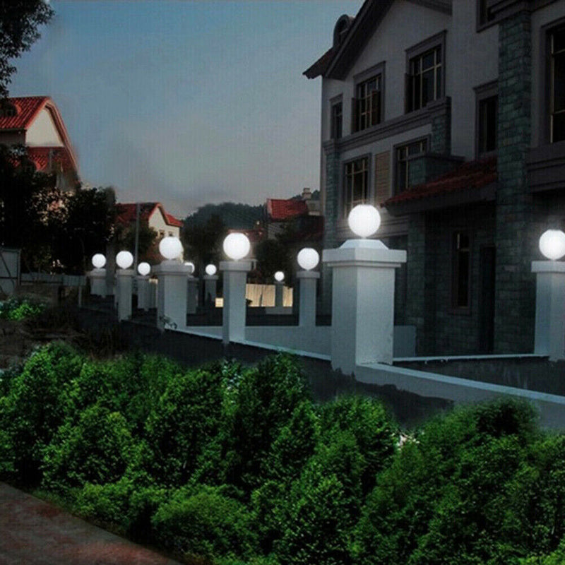 LED Solar Power Acrylic Round Ball Light Outdoor Garden Wall Pillar Lamp Newly